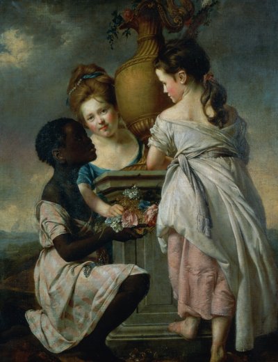 Une conversation entre filles, ou Deux filles avec leur servante noire, 1770 - Joseph Wright of Derby