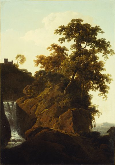 Paysage rocheux avec une cascade - Joseph Wright of Derby