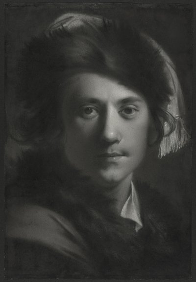 Autoportrait avec un bonnet en fourrure - Joseph Wright of Derby