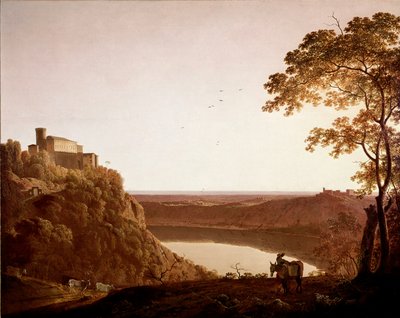 Vue du lac de Nemi au crépuscule. Peinture de Joseph Wright dit Wright of Derby - Joseph Wright of Derby