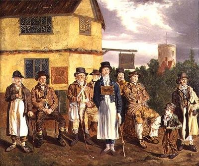 Personnages de Norwich, de gauche à droite, Peter Thomas, C. Grimer, R. Gurney, R. Gallant, Blind Dan, John de Poringland, Joe Doe, Whistling Cuckoo Boy et Wyer - Joseph and Alfred Stannard