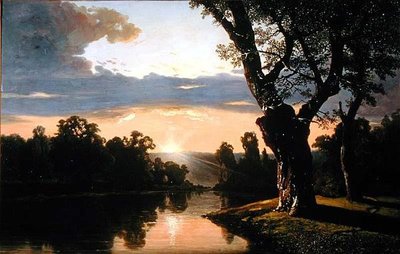 Paysage avec rivière et arbres - Josephine Bowes
