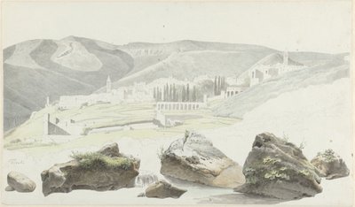 Paysage et vue de ville près de Tivoli - Josephus Augustus Knip