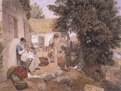 Cottages près de Symonds Yat avec des personnages de campagne - Joshua Cristall