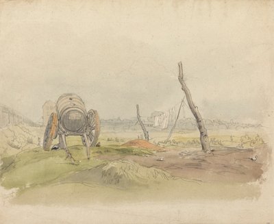 Paysage avec charrette à eau et corde à linge - Joshua Cristall