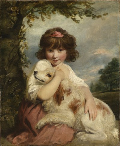 Une jeune fille et son chien - Joshua Reynolds