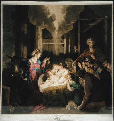 La Nativité, dessinée par Josiah Boydell et gravée par G.J & J.G Fracius (gravure en couleur) - Joshua after Reynolds
