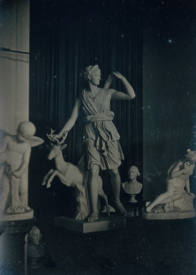 Galerie de sculptures, Boston Athenaeum, vers 1855. Créateurs : Josiah Johnson Hawes, Albert Sands Southworth - Josiah Johnson Hawes, Albert Sands Southworth