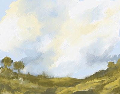 Paysage nuageux au-dessus des champs vallonnés - Josie George