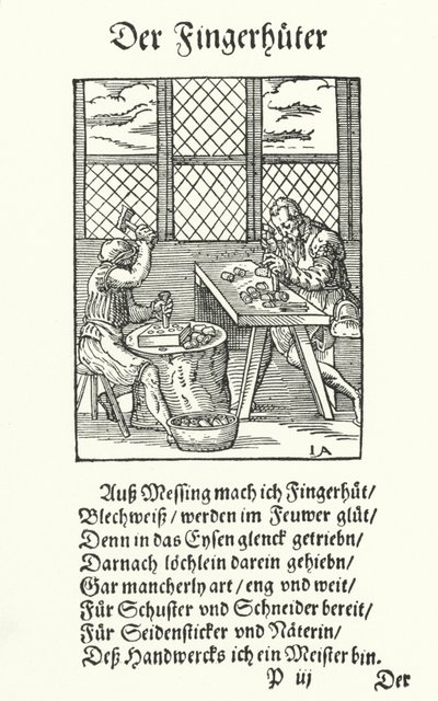 Le fabricant de dés à coudre (gravure) - Jost (after) Amman