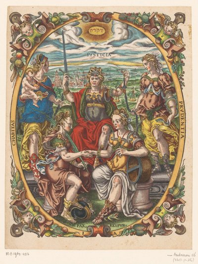 Personnifications de Justitia, Caritas, Prudentia, Pax et Republica - Jost Amman