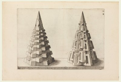 Deux Cônes, planche H. i. dans Perspectiva. Corporium Regularium - Jost Amman