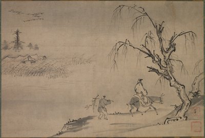 Lettré chinois dans un paysage d