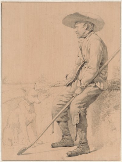 Berger assis avec chien - Jozef Hoevenaar