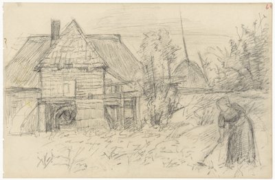 Moulin à eau avec femme ratissant - Jozef Israëls