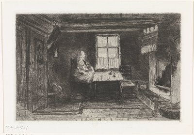Intérieur avec mère et enfant - Jozef Israëls (signed by artist)