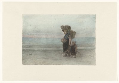 Femme avec enfant, marchant sur la plage - Jozef Israëls
