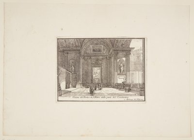 Veduta del Portico di S. Pietro della parte del Constantino. 1. Palazzo del Vaticano - Jérôme Charles Bellicard