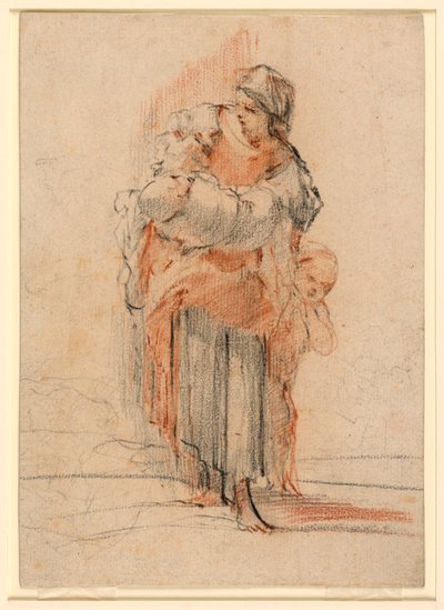 Dessin, Femme avec deux enfants, vers 1750 - Jérôme François Chantereau