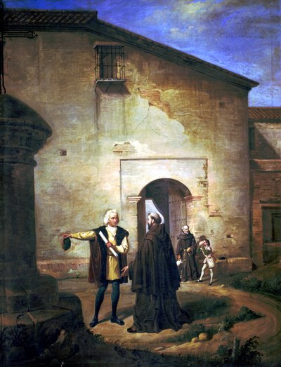 Arrivée de Christophe Colomb et de son fils Diego au monastère de La Rábida en 1485 - Juan Cabral Bejarano