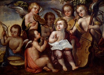 Enfant Jésus avec des Anges jouant des Instruments de Musique - Juan Correa