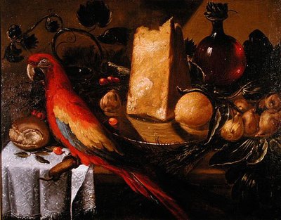 Nature morte avec un perroquet (Ara) - Juan de Labrador