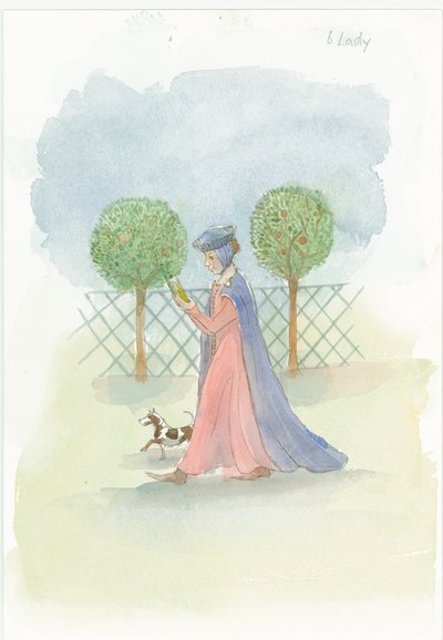 Une dame médiévale dans un jardin, 2004 - Judith Dobie