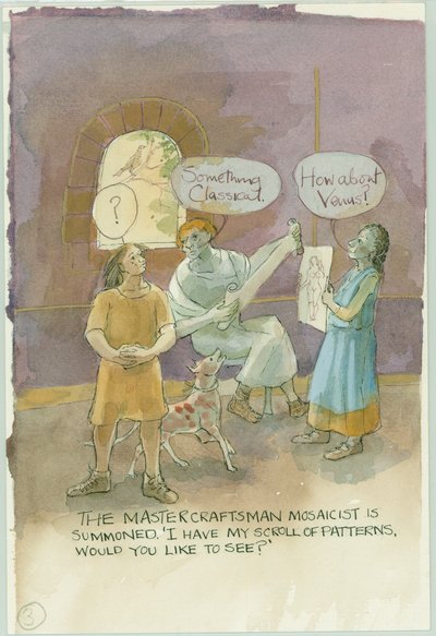 Deux personnages parlant à un maître artisan et mosaïste, 2003 - Judith Dobie