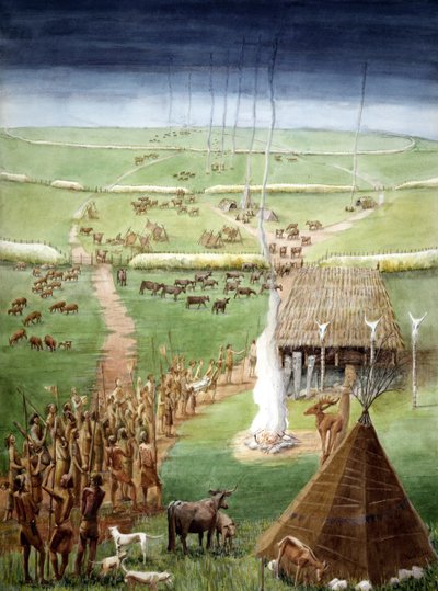 Windmill Hill, Avebury, Wiltshire (aquarelle sur papier) - Judith Dobie