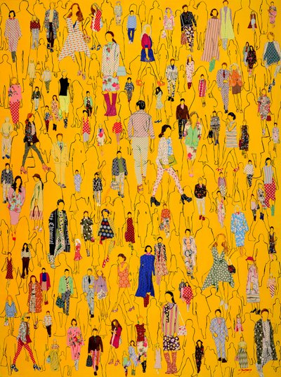 La foule branchée en jaune - Jukyong Park