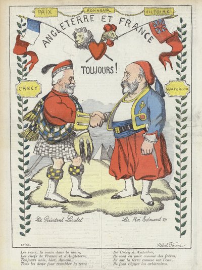 Visite du Roi Édouard VII en France. Illustration pour Le Rire - Jules Abel Faivre