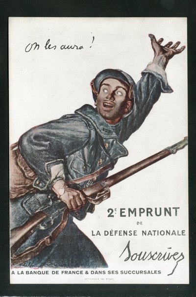 Carte postale, satirique en couleurs : Guerre de 14-18, Emprunt, Journées patriotiques - Illustration de soldats par Abel Faivre - Jules Abel Faivre