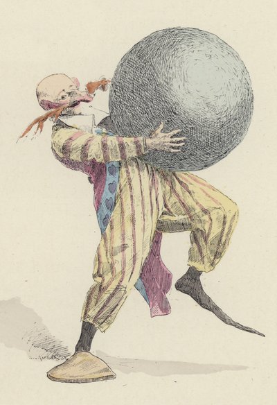Clown tenant une grande balle - Jules Arsene (after) Garnier