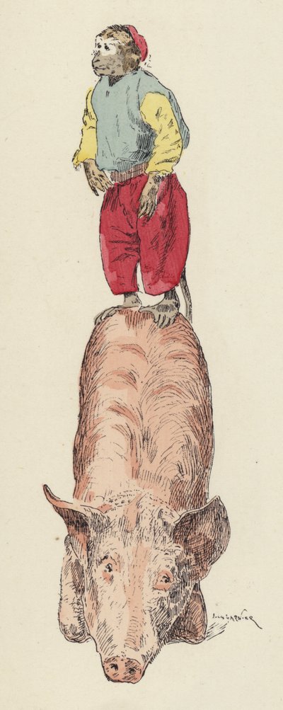 Singe chevauchant un cochon - Jules Arsene (after) Garnier