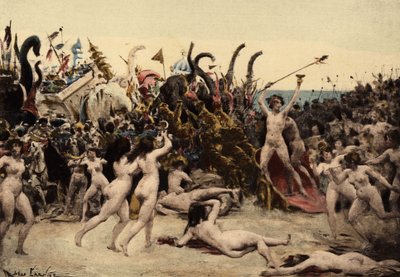 Bacchus (Dionysos, Bacco) et son armée attaquant l