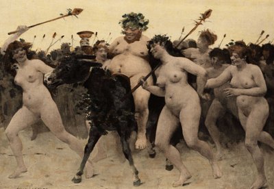 Silène (Silene) sur un âne menant l