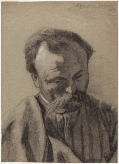Autoportrait, vers 1877 (craie noire rehaussée de craie blanche, sur papier vergé gris) - Jules Bastien Lepage