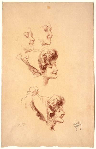 Vier Studien eines Frauenkopfes - Jules Cheret
