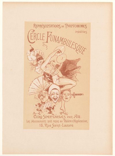 Carte publicitaire pour le Cercle Funambulesque - Jules Cheret