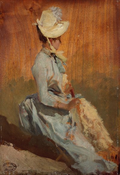 Dame assise, vers 1879-84 (huile sur bois) - Jules Cheret