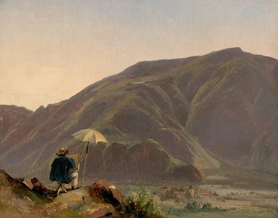 Vue de Bozen avec un peintre - Jules Coignet