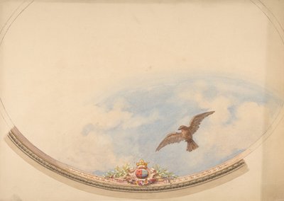 Conception pour un plafond peint avec des nuages et un aigle planant, seconde moitié du 19ème siècle - Jules Edmond Charles Lachaise and Eugène Pierre Gourdet