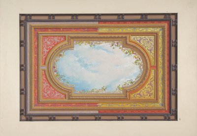 Conception pour un plafond peint avec des nuages en trompe-l