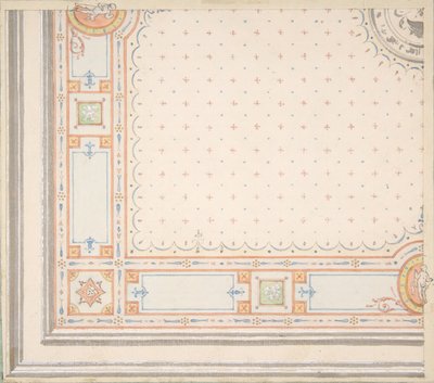 Conception pour un plafond recto, mesures avec code de conception verso, seconde moitié du 19e siècle. Créateurs : Jules-Edmond-Charles Lachaise, Eugène-Pierre Gourdet - Jules Edmond Charles Lachaise and Eugène Pierre Gourdet