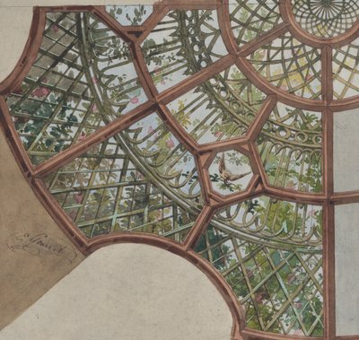 Conception pour un plafond avec treillis et vignes fleuries, deuxième moitié du XIXe siècle - Jules Edmond Charles Lachaise and Eugène Pierre Gourdet