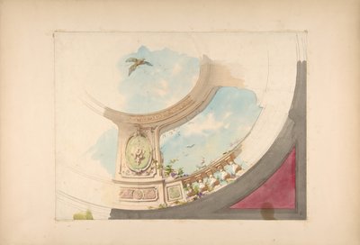 Conception pour un plafond avec balustrade trompe-l