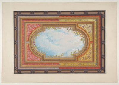 Conception pour un plafond peint avec des nuages en trompe-l
