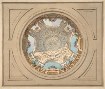 Conception pour un plafond avec une balustrade en trompe-l