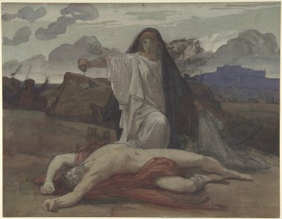 Antigone donne une sépulture symbolique au corps de son frère Polynice - Jules Eugene Lenepveu