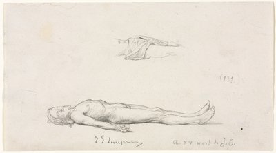 Esquisse du Christ mort, et esquisse de détail du pagne - Jules Eugene Lenepveu
